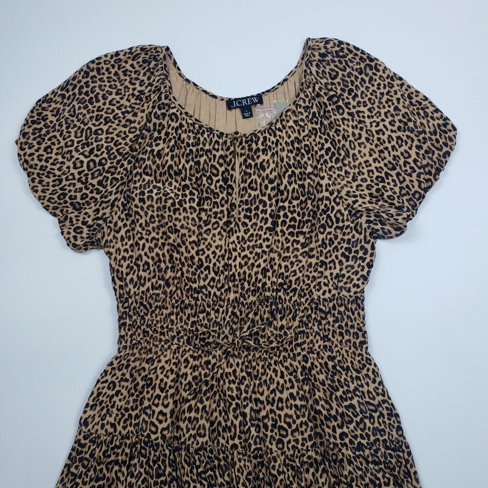 J.Crew Elena Puff-Sleeve Dress in Leopard Crepe de Chine Women's Size Small NWT - Picture 12 of 16